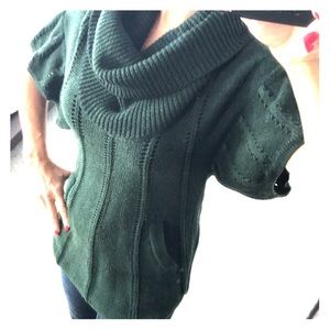 BCBG MAXAZRIA SHORT SLEEVES KNIT COWL NECK SWEATER